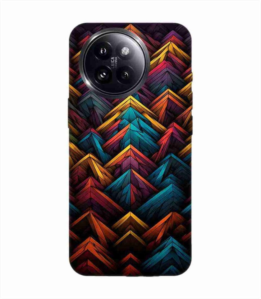 Custom Printed Case Cover for Xiaomi Mi 14 Civi (5G) Close Up Colorful Pattern Triangles Black Background