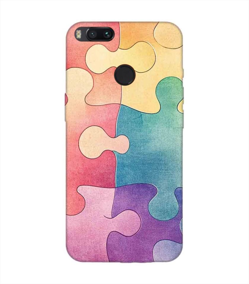 Custom Printed Case Cover for Xiaomi Mi A1 Close Up Colorful Puzzle Piece With One Missing