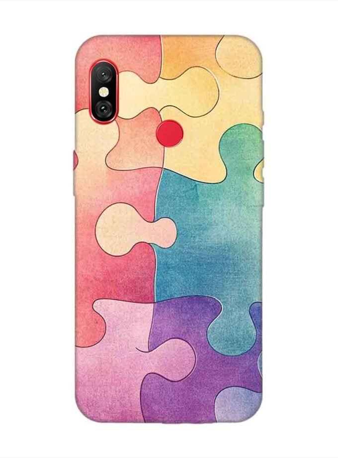 Custom Printed Case Cover for Xiaomi Mi A2 Close Up Colorful Puzzle Piece With One Missing