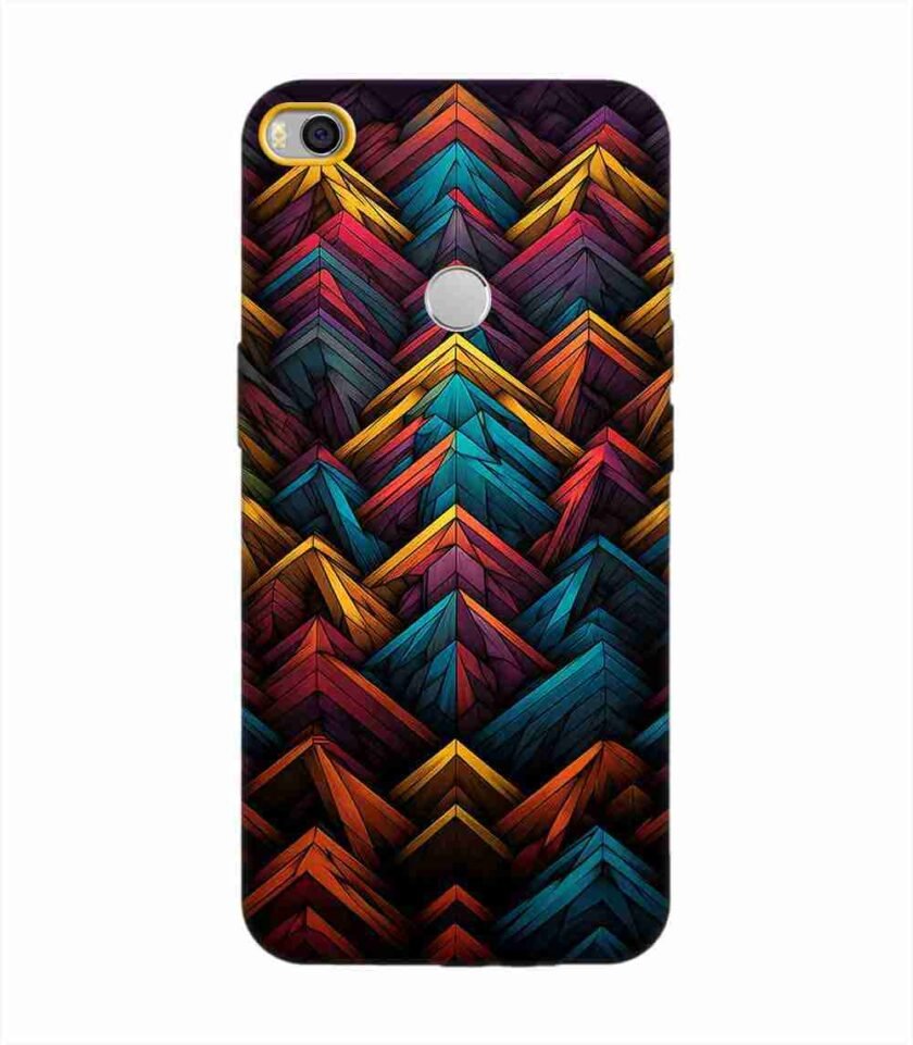 Custom Printed Case Cover for Xiaomi Mi Max 2 Close Up Colorful Pattern Triangles Black Background