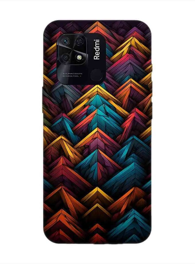Custom Printed Case Cover for Xiaomi Redmi 10 Power Close Up Colorful Pattern Triangles Black Background
