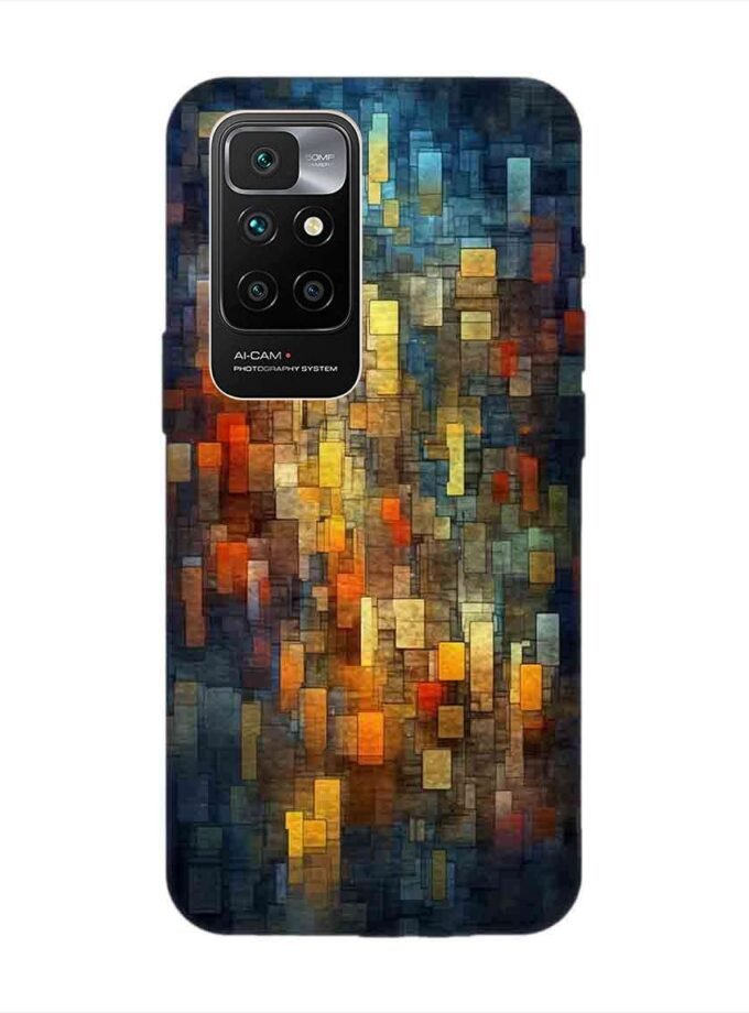 Custom Printed Case Cover for Xiaomi Redmi 10 Prime (2022) Close Up Colorful Mosaic Squares Shapes