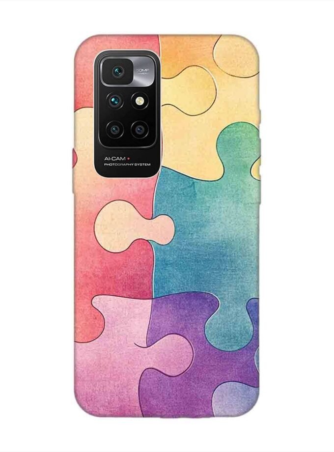 Custom Printed Case Cover for Xiaomi Redmi 10 Prime (2022) Close Up Colorful Puzzle Piece With One Missing