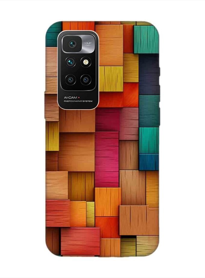 Custom Printed Case Cover for Xiaomi Redmi 10 Prime (2022) Close Up Colorful Wooden Wall With Lot Different Colors