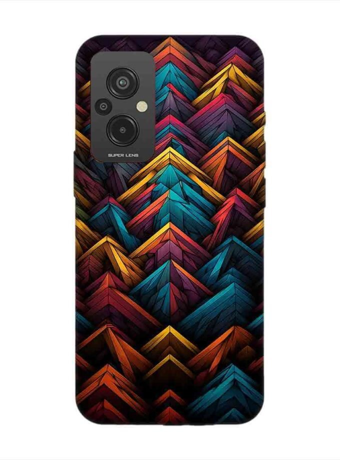 Custom Printed Case Cover for Xiaomi Redmi 11 Prime (4G) Close Up Colorful Pattern Triangles Black Background
