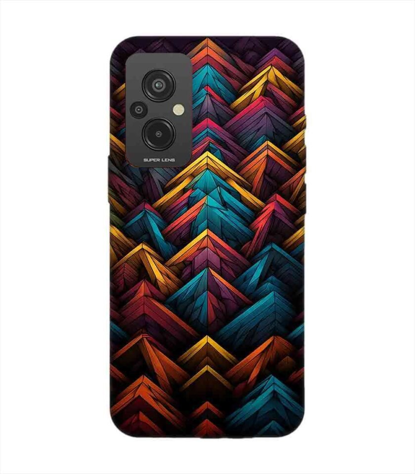 Custom Printed Case Cover for Xiaomi Redmi 11 Prime (4G) Close Up Colorful Pattern Triangles Black Background