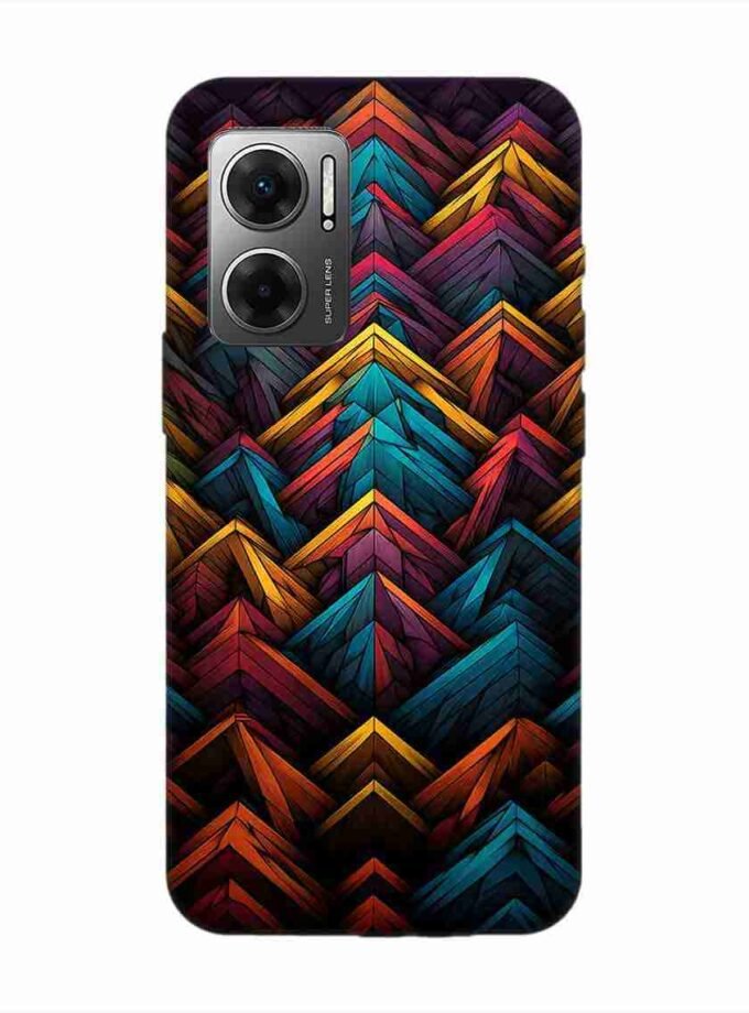 Custom Printed Case Cover for Xiaomi Redmi 11 Prime (5G) Close Up Colorful Pattern Triangles Black Background