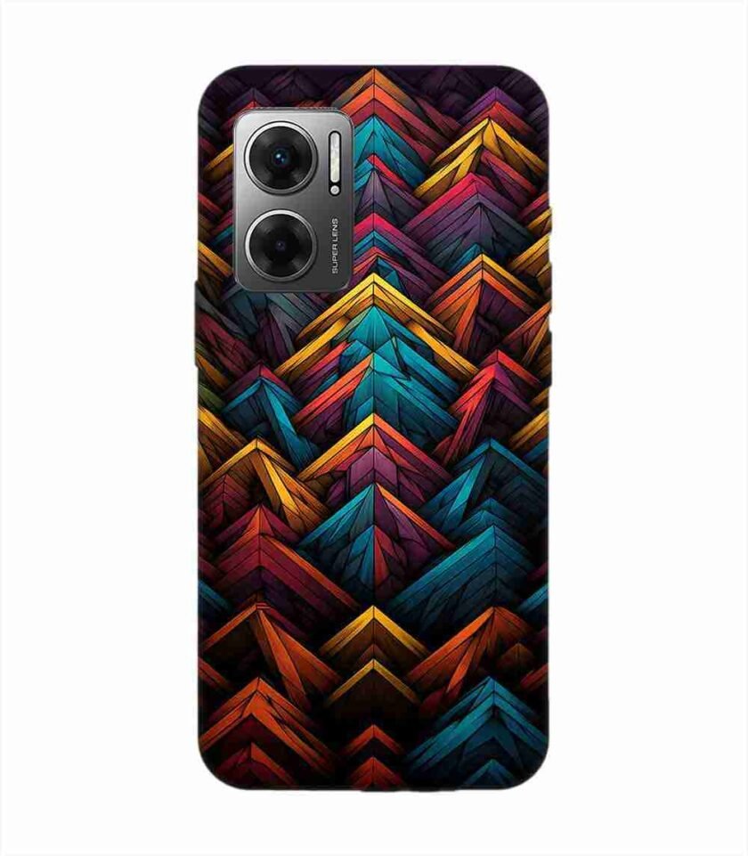 Custom Printed Case Cover for Xiaomi Redmi 11 Prime (5G) Close Up Colorful Pattern Triangles Black Background