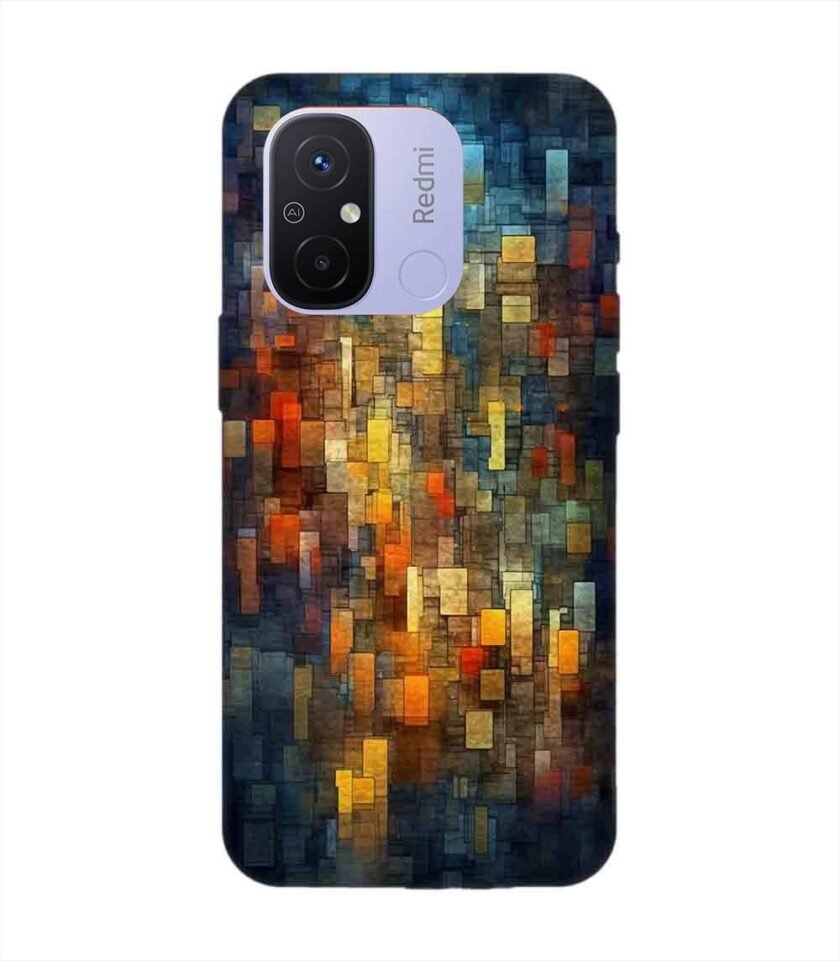 Custom Printed Case Cover for Xiaomi Redmi 12C Close Up Colorful Mosaic Squares Shapes