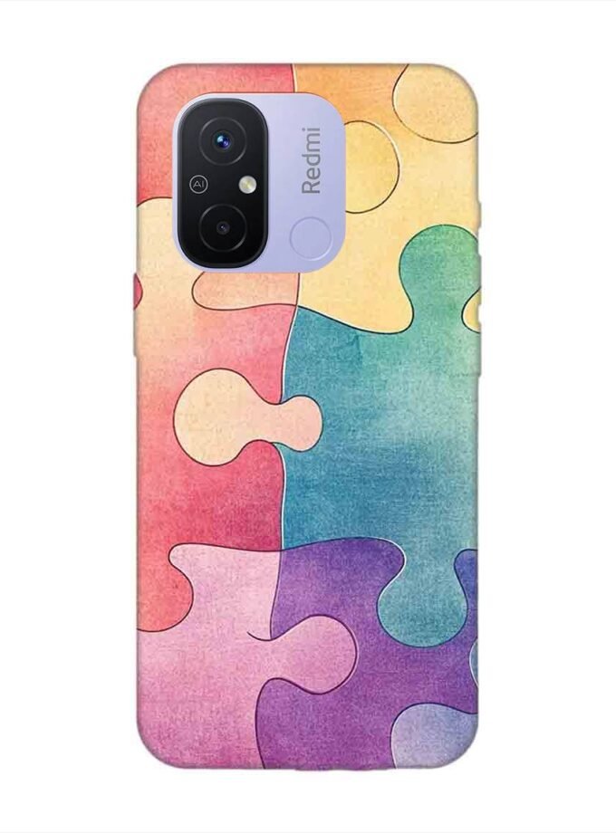 Custom Printed Case Cover for Xiaomi Redmi 12C Close Up Colorful Puzzle Piece With One Missing