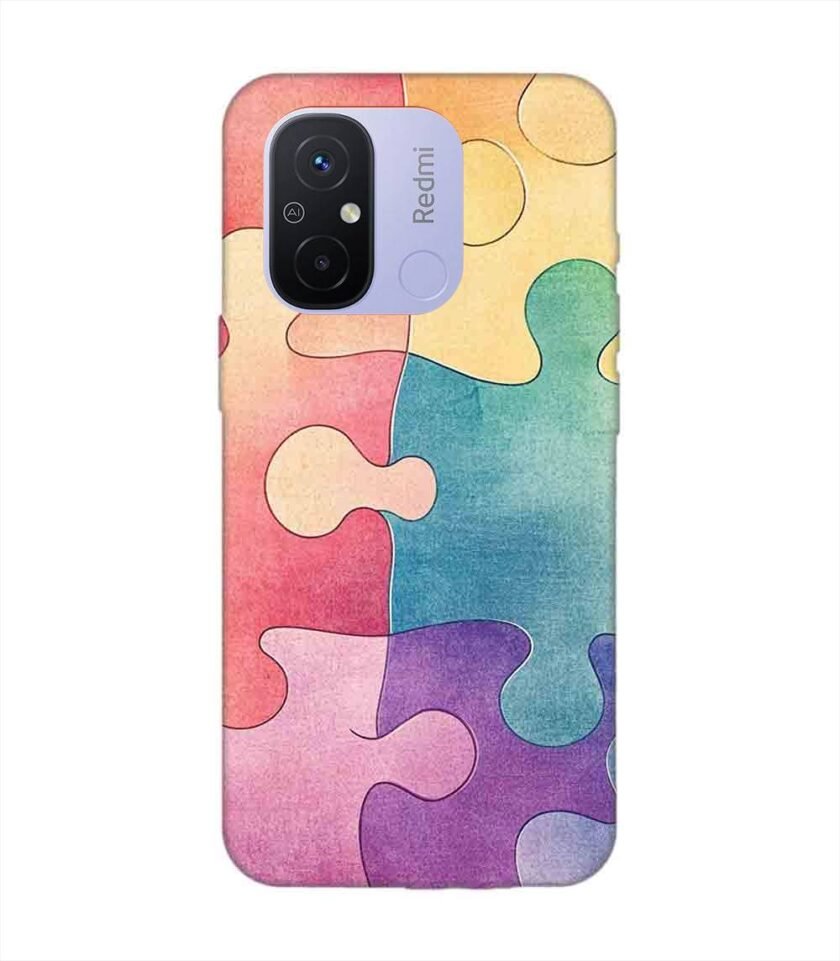 Custom Printed Case Cover for Xiaomi Redmi 12C Close Up Colorful Puzzle Piece With One Missing