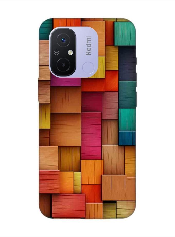 Custom Printed Case Cover for Xiaomi Redmi 12C Close Up Colorful Wooden Wall With Lot Different Colors