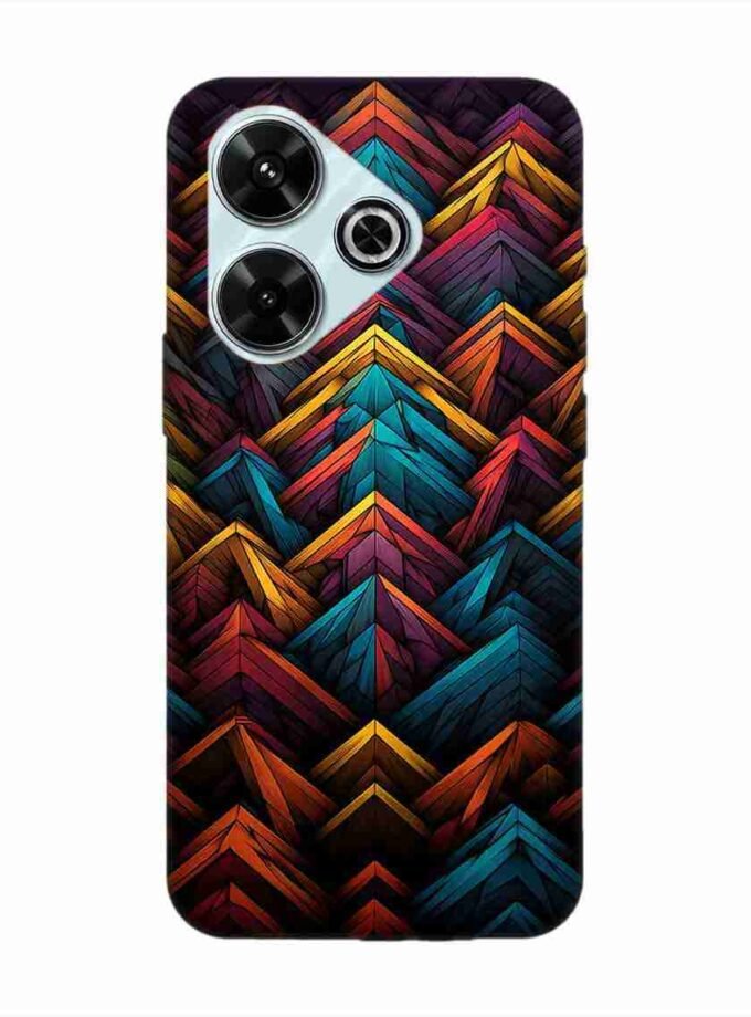 Custom Printed Case Cover for Xiaomi Redmi 13 (5G) Close Up Colorful Pattern Triangles Black Background