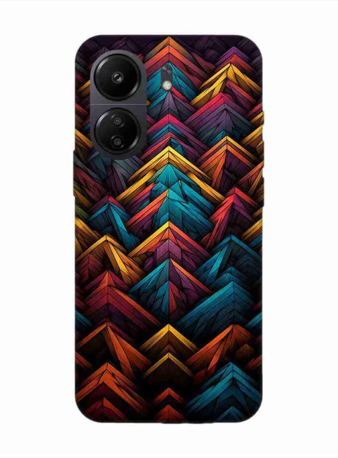 Custom Printed Case Cover for Xiaomi Redmi 13C (4G) Close Up Colorful Pattern Triangles Black Background