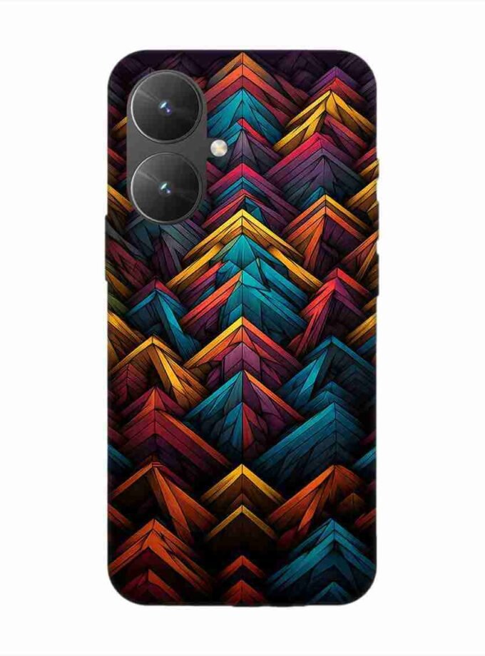 Custom Printed Case Cover for Xiaomi Redmi 13C (5G) Close Up Colorful Pattern Triangles Black Background
