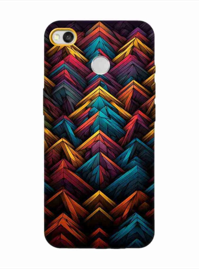 Custom Printed Case Cover for Xiaomi Redmi 3S Prime Close Up Colorful Pattern Triangles Black Background