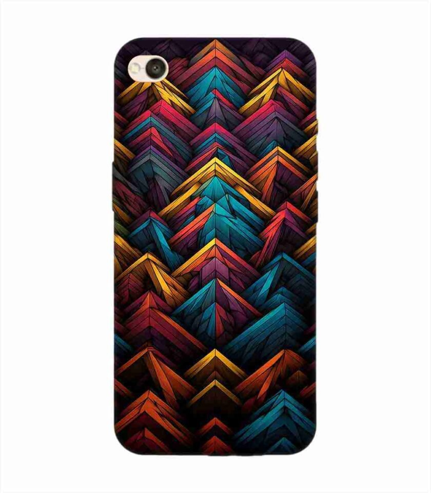 Custom Printed Case Cover for Xiaomi Redmi 4A Close Up Colorful Pattern Triangles Black Background