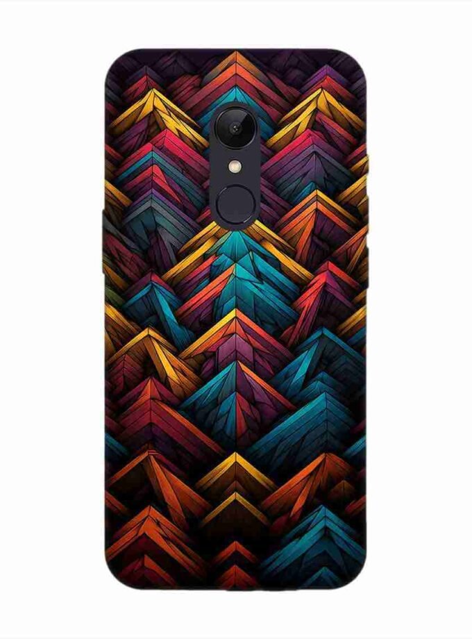 Custom Printed Case Cover for Xiaomi Redmi 5 Close Up Colorful Pattern Triangles Black Background