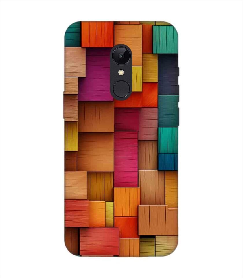 Custom Printed Case Cover for Xiaomi Redmi 5 Close Up Colorful Wooden Wall With Lot Different Colors