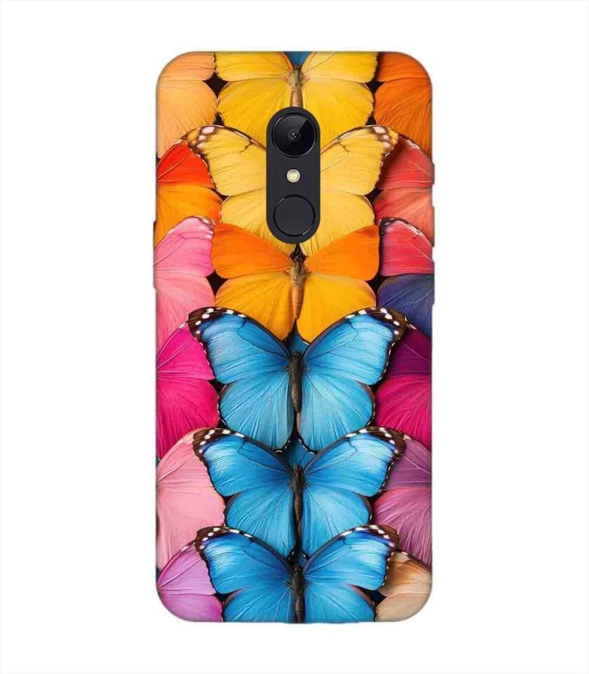 Custom Printed Case Cover for Xiaomi Redmi 5 Closeup Colorful Butterfly Collection Display