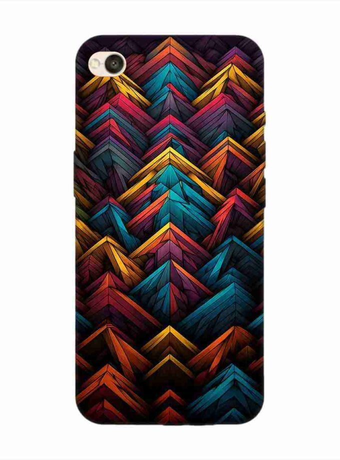 Custom Printed Case Cover for Xiaomi Redmi 5A Close Up Colorful Pattern Triangles Black Background