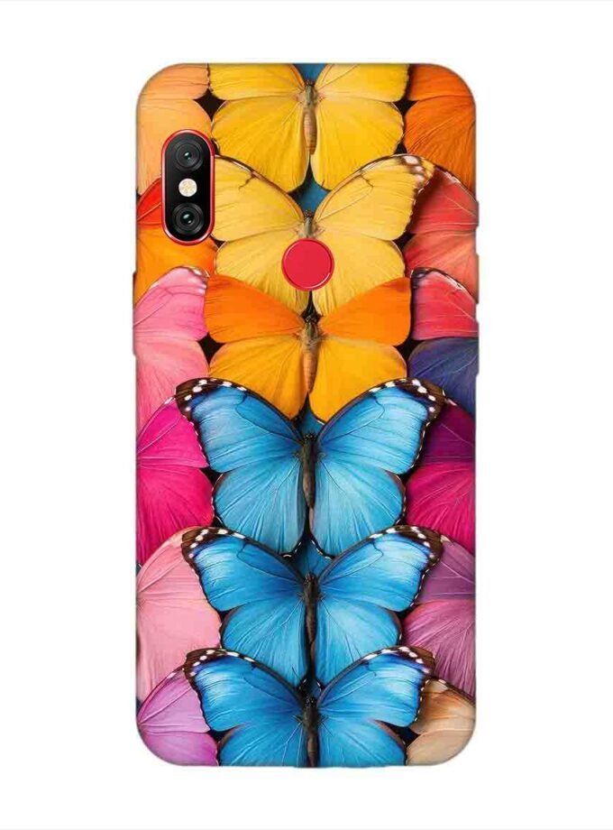 Custom Printed Case Cover for Xiaomi Redmi 6 Pro Closeup Colorful Butterfly Collection Display