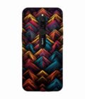Custom Printed Case Cover for Xiaomi Redmi 8 Close Up Colorful Pattern Triangles Black Background