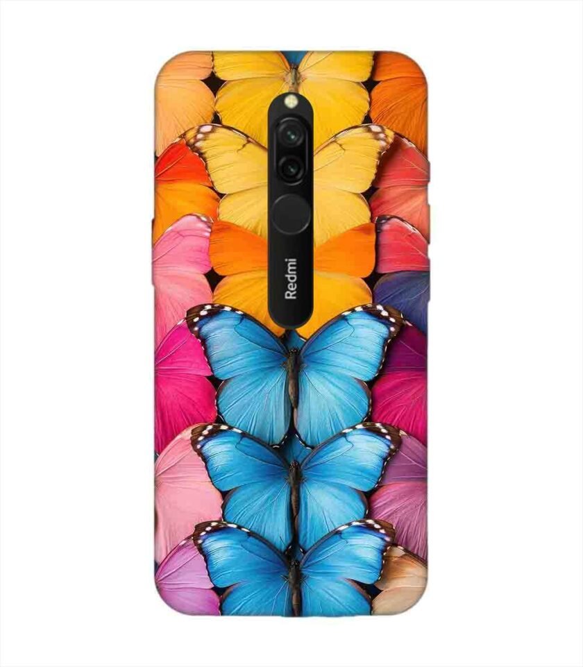 Custom Printed Case Cover for Xiaomi Redmi 8 Closeup Colorful Butterfly Collection Display