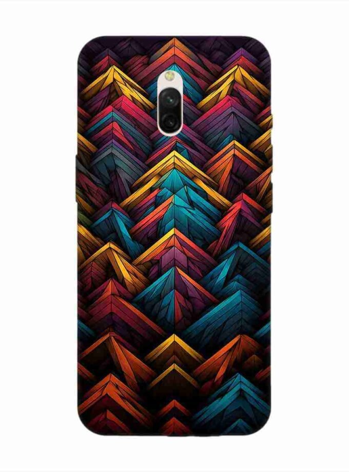 Custom Printed Case Cover for Xiaomi Redmi 8A Dual Close Up Colorful Pattern Triangles Black Background