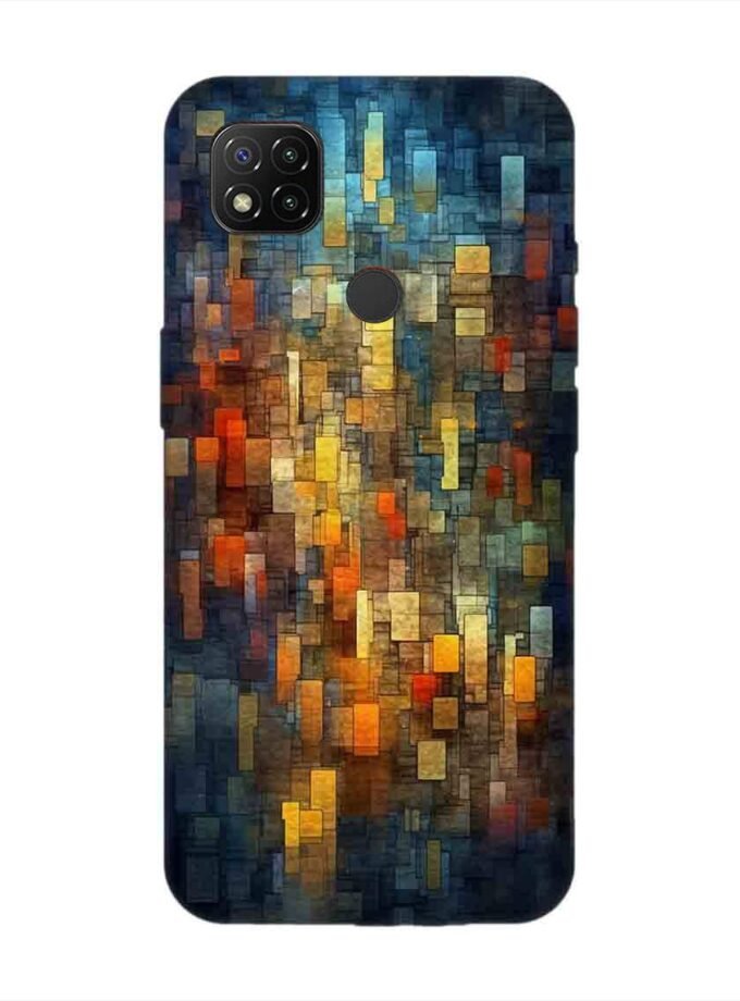 Custom Printed Case Cover for Xiaomi Redmi 9 Activ Close Up Colorful Mosaic Squares Shapes
