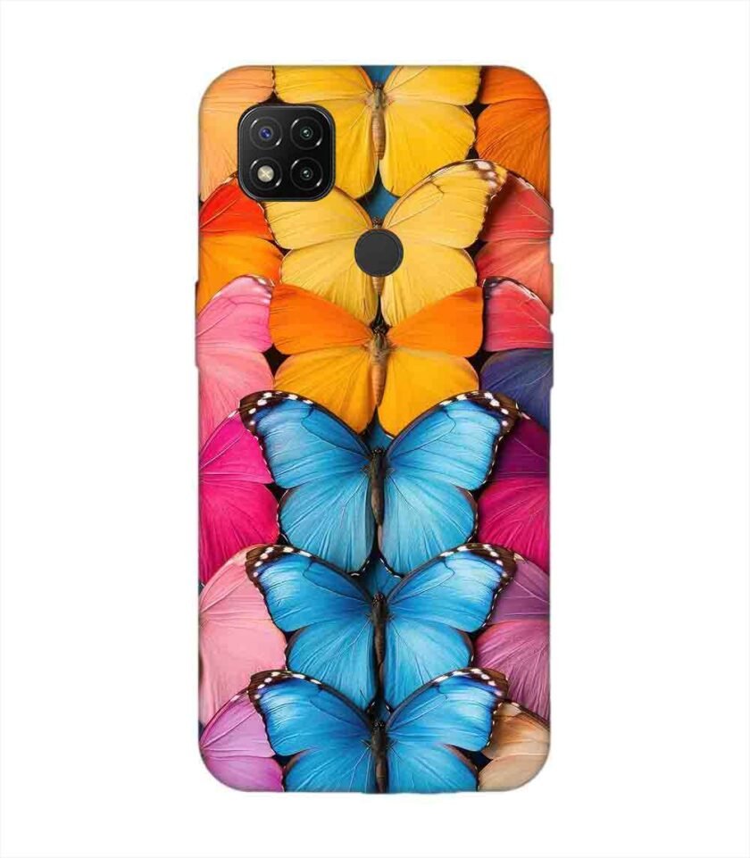 Custom Printed Case Cover for Xiaomi Redmi 9 Activ Closeup Colorful Butterfly Collection Display