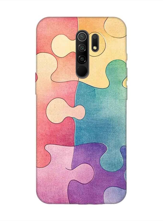 Custom Printed Case Cover for Xiaomi Redmi 9 Prime Close Up Colorful Puzzle Piece With One Missing