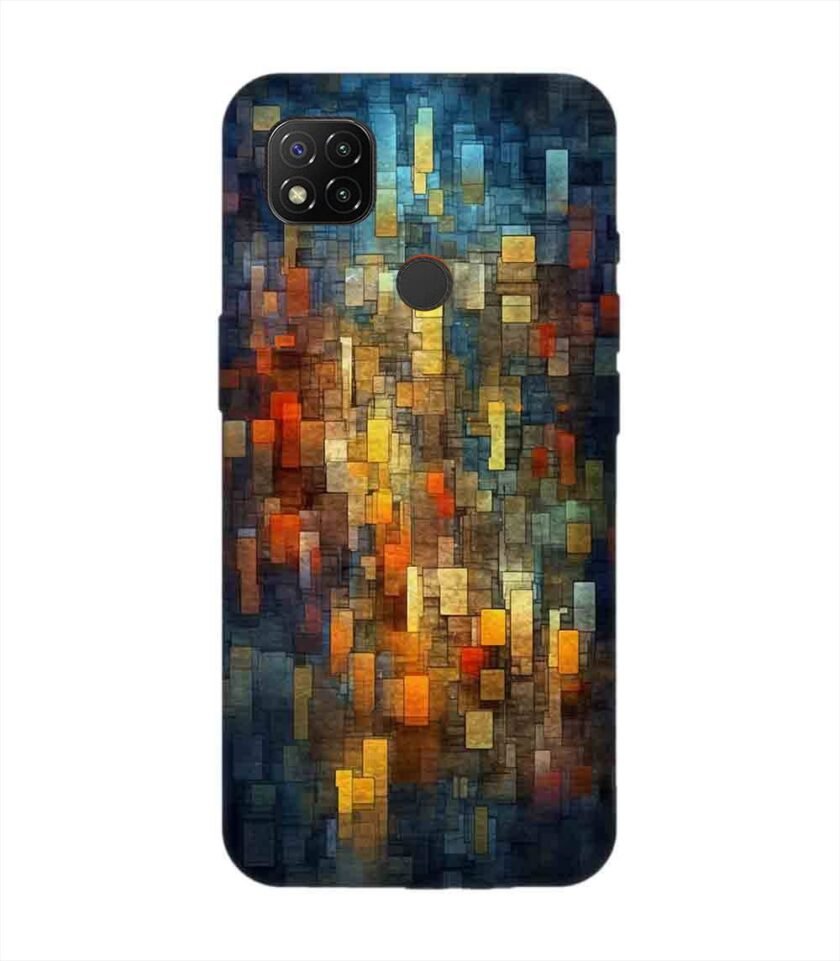 Custom Printed Case Cover for Xiaomi Redmi 9 Close Up Colorful Mosaic Squares Shapes