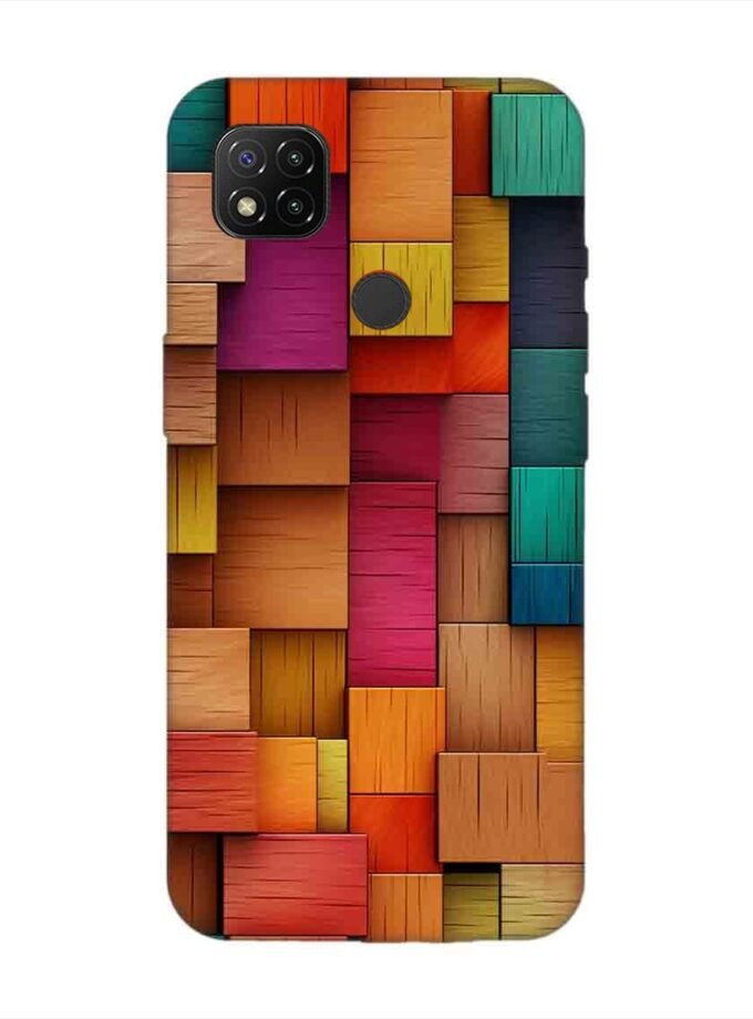 Custom Printed Case Cover for Xiaomi Redmi 9 Close Up Colorful Wooden Wall With Lot Different Colors