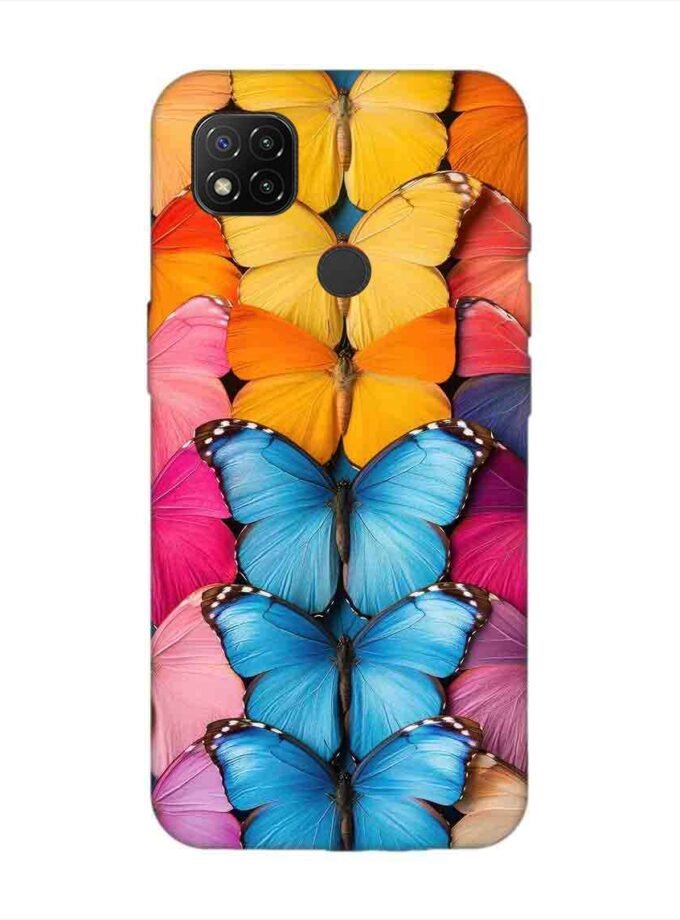 Custom Printed Case Cover for Xiaomi Redmi 9 Closeup Colorful Butterfly Collection Display
