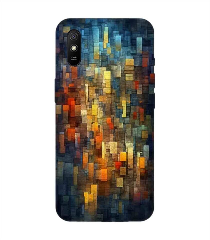 Custom Printed Case Cover for Xiaomi Redmi 9A Sport Close Up Colorful Mosaic Squares Shapes