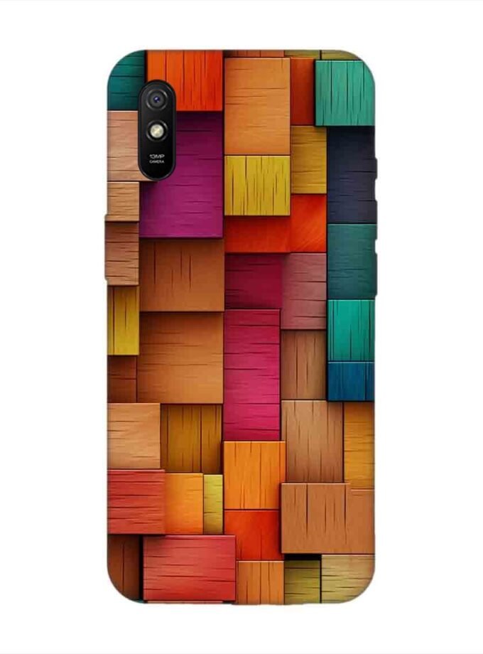 Custom Printed Case Cover for Xiaomi Redmi 9A Close Up Colorful Wooden Wall With Lot Different Colors