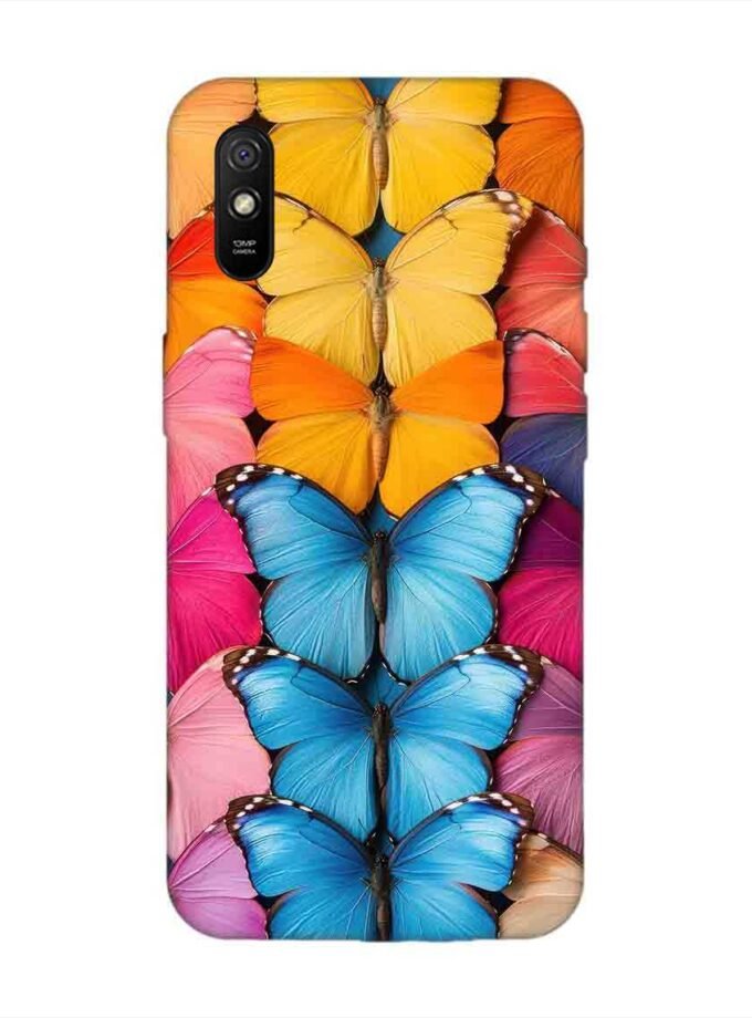 Custom Printed Case Cover for Xiaomi Redmi 9A Closeup Colorful Butterfly Collection Display