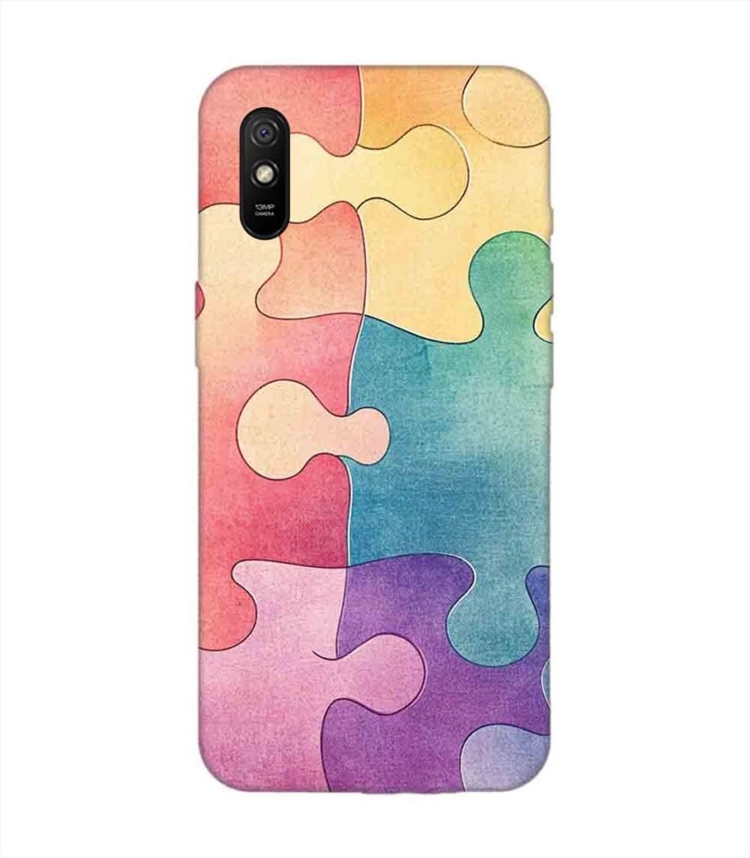 Custom Printed Case Cover for Xiaomi Redmi 9I Close Up Colorful Puzzle Piece With One Missing