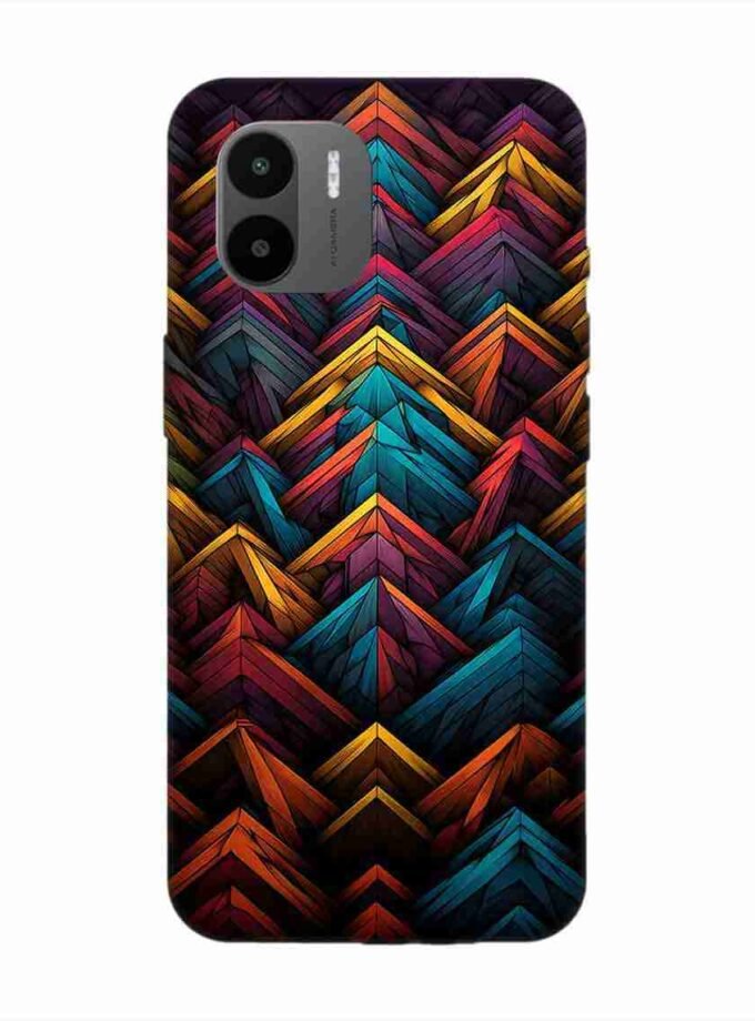Custom Printed Case Cover for Xiaomi Redmi A1 (2022) Close Up Colorful Pattern Triangles Black Background