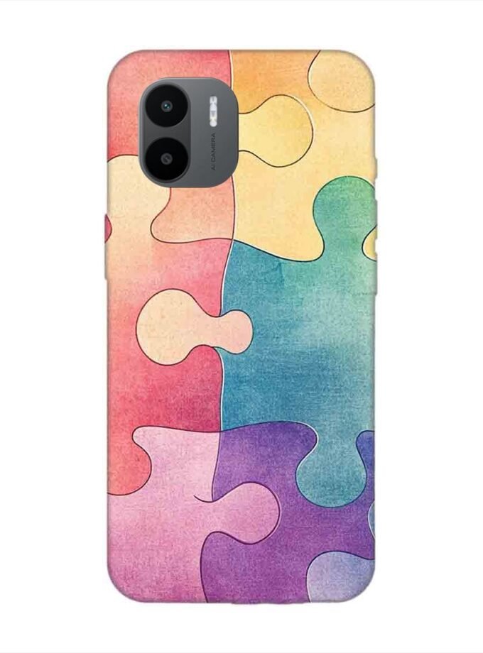 Custom Printed Case Cover for Xiaomi Redmi A1 (2022) Close Up Colorful Puzzle Piece With One Missing