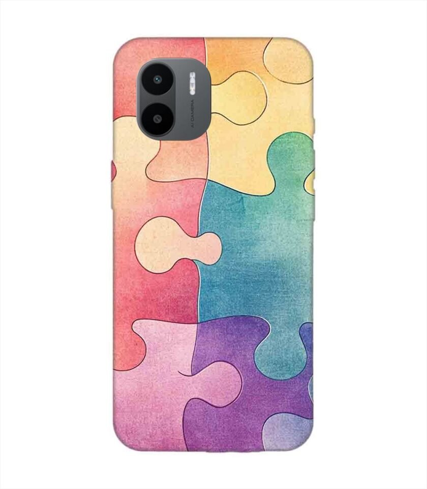 Custom Printed Case Cover for Xiaomi Redmi A1 (2022) Close Up Colorful Puzzle Piece With One Missing