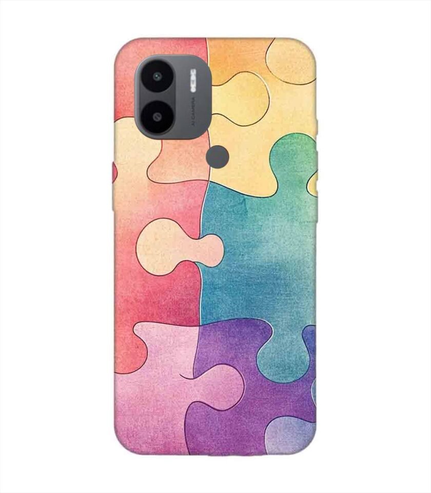 Custom Printed Case Cover for Xiaomi Redmi A1 Plus Close Up Colorful Puzzle Piece With One Missing