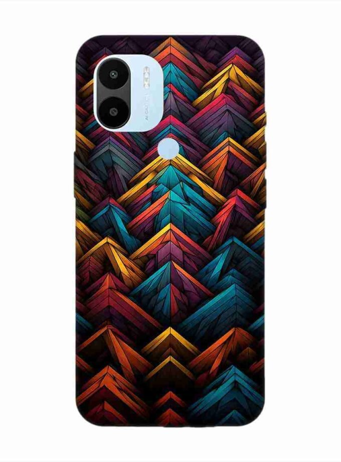 Custom Printed Case Cover for Xiaomi Redmi A2 Plus Close Up Colorful Pattern Triangles Black Background