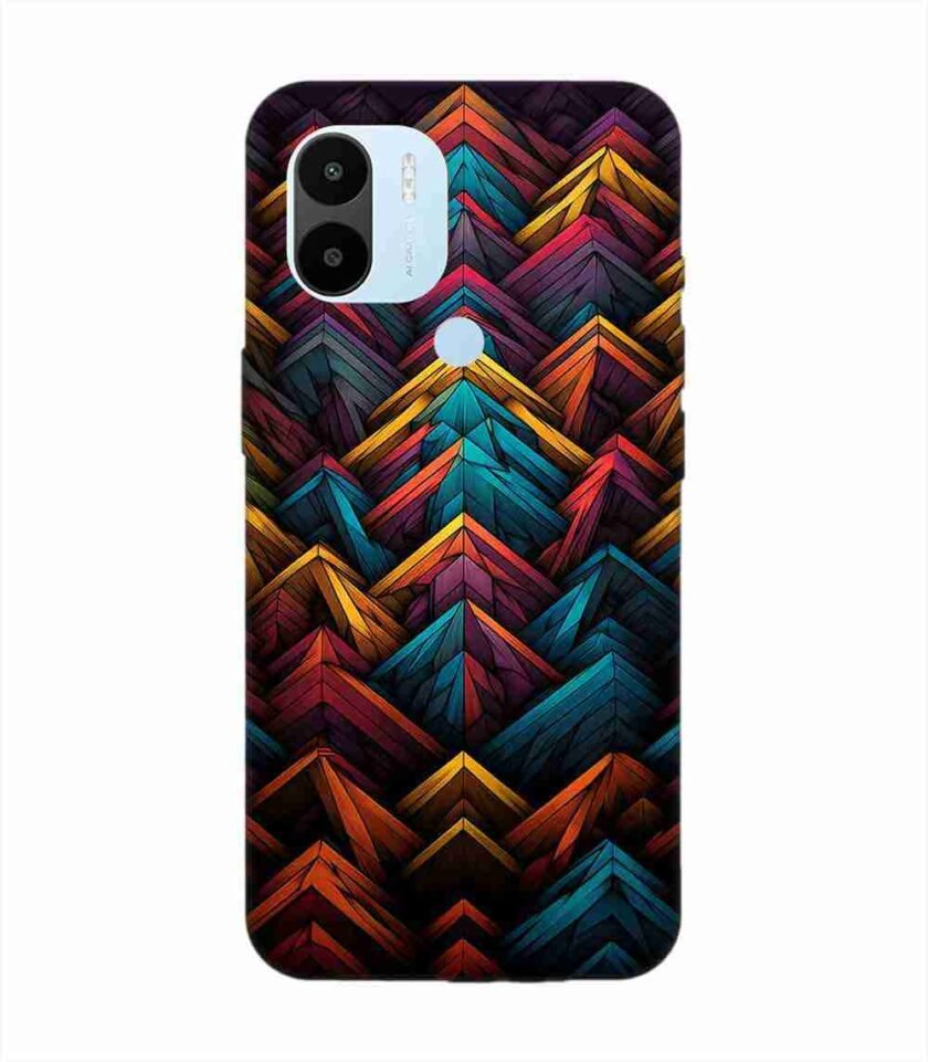 Custom Printed Case Cover for Xiaomi Redmi A2 Plus Close Up Colorful Pattern Triangles Black Background
