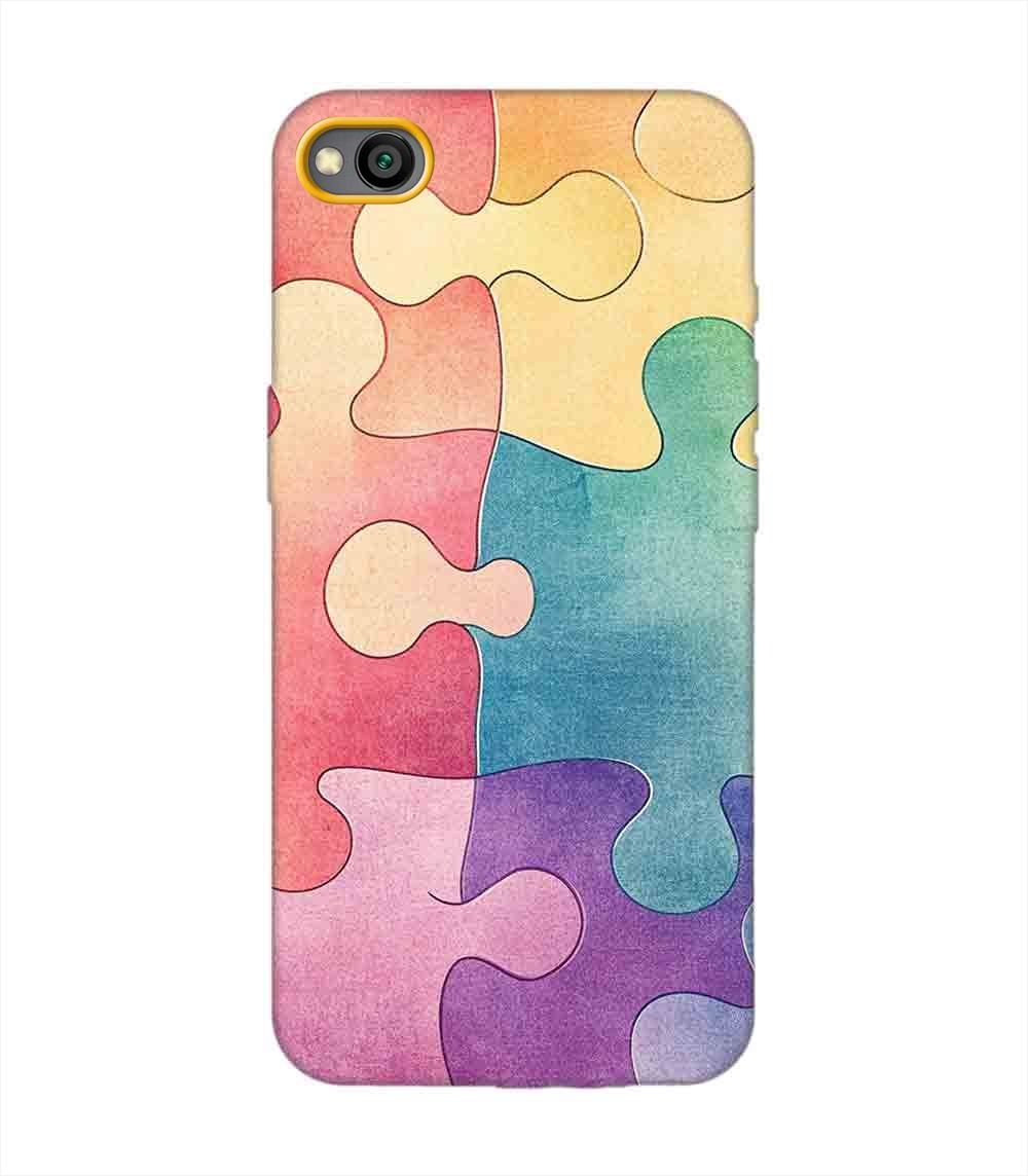 Custom Printed Case Cover for Xiaomi Redmi Go Close Up Colorful Puzzle Piece With One Missing