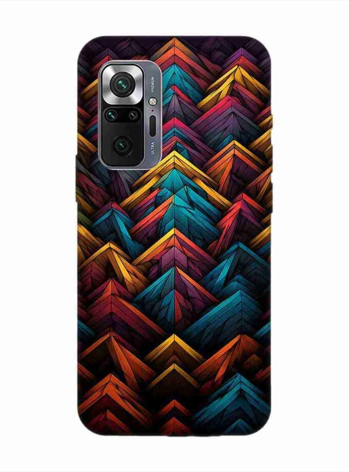 Custom Printed Case Cover for Xiaomi Redmi Note 10 Pro Max Close Up Colorful Pattern Triangles Black Background