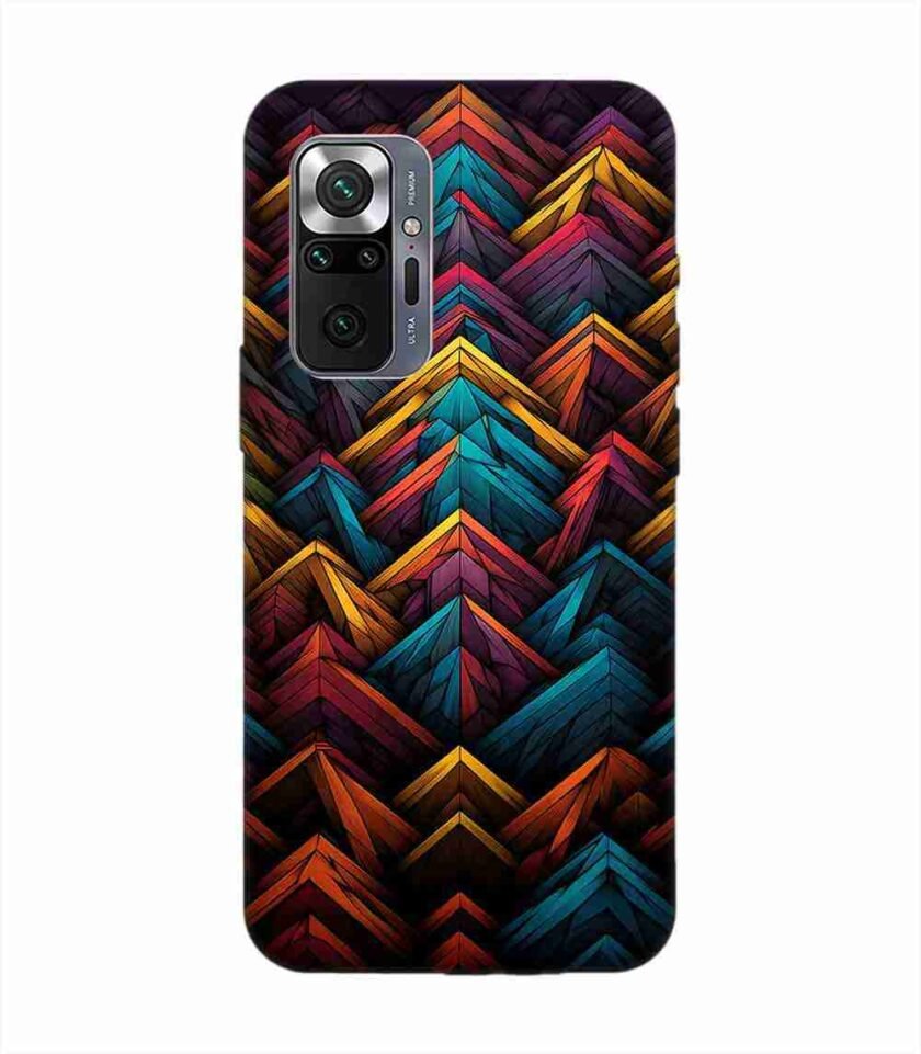 Custom Printed Case Cover for Xiaomi Redmi Note 10 Pro Max Close Up Colorful Pattern Triangles Black Background