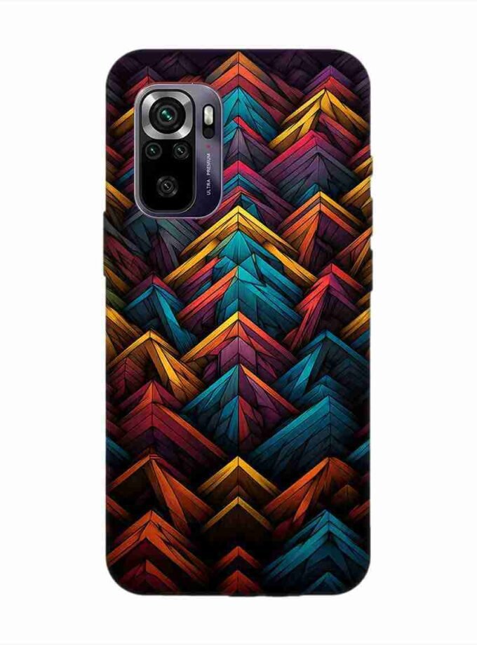 Custom Printed Case Cover for Xiaomi Redmi Note 10 Close Up Colorful Pattern Triangles Black Background