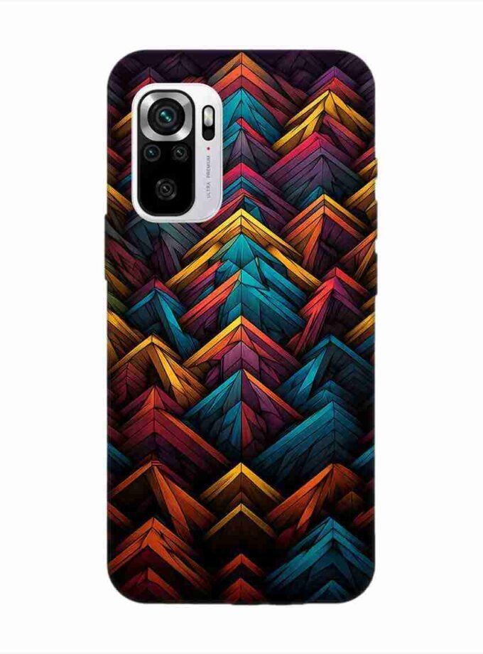 Custom Printed Case Cover for Xiaomi Redmi Note 10S Close Up Colorful Pattern Triangles Black Background